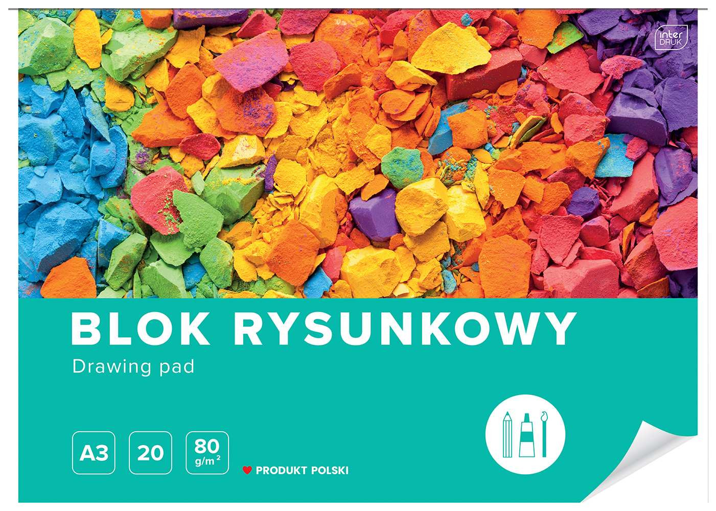 Blok rysunkowy A3, 80g, 20 kartek, Interdruk